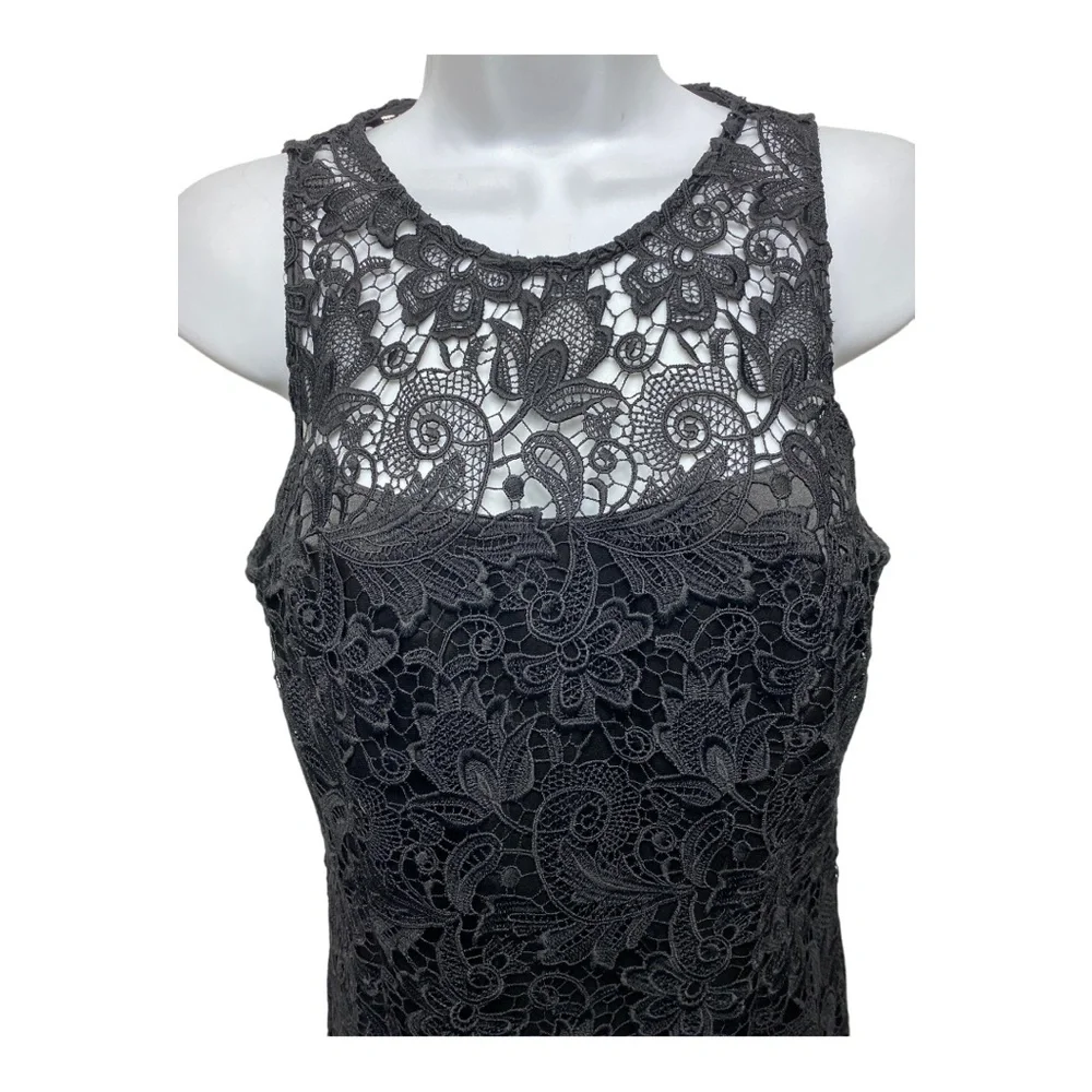 White House Black Market Lace Overlay Sleeveless MIDI Dress Size 2